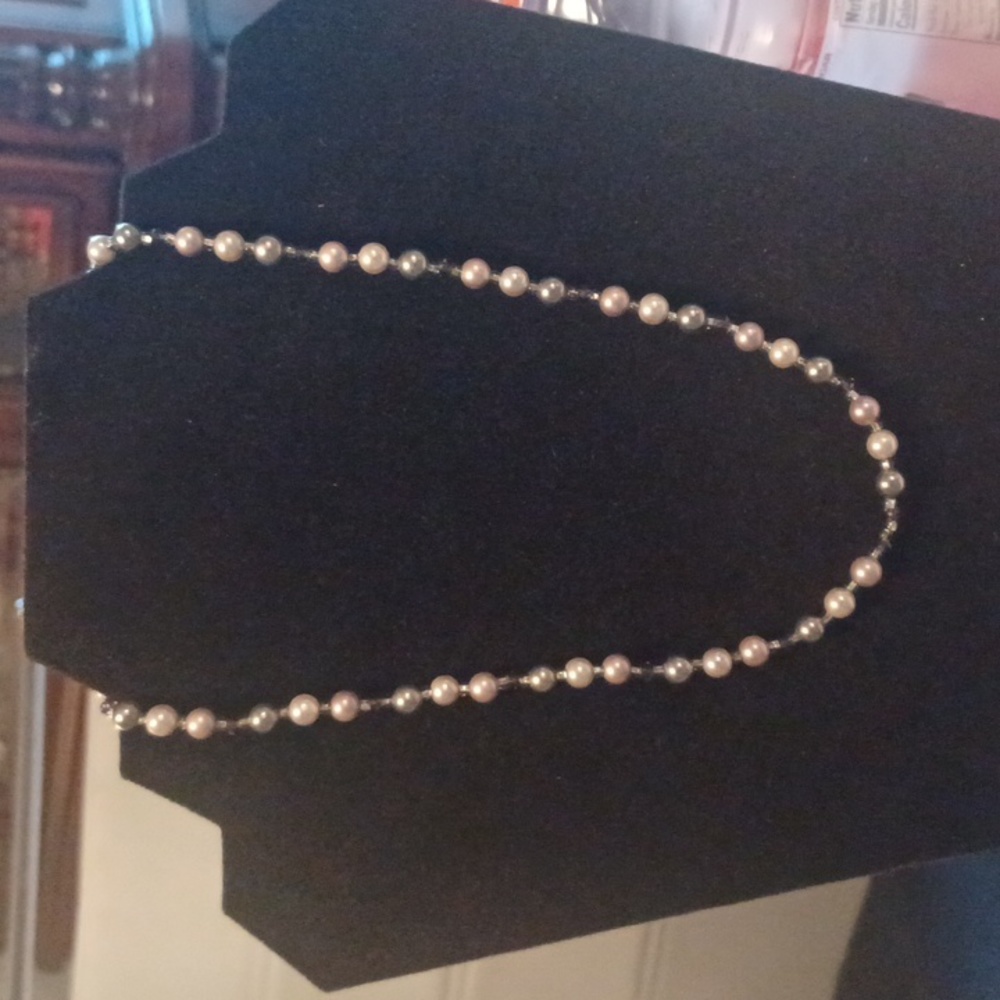 FAUX  PEARL NECKLACE LIKE NEW, 6.3mm ON STERLING SILVER 925